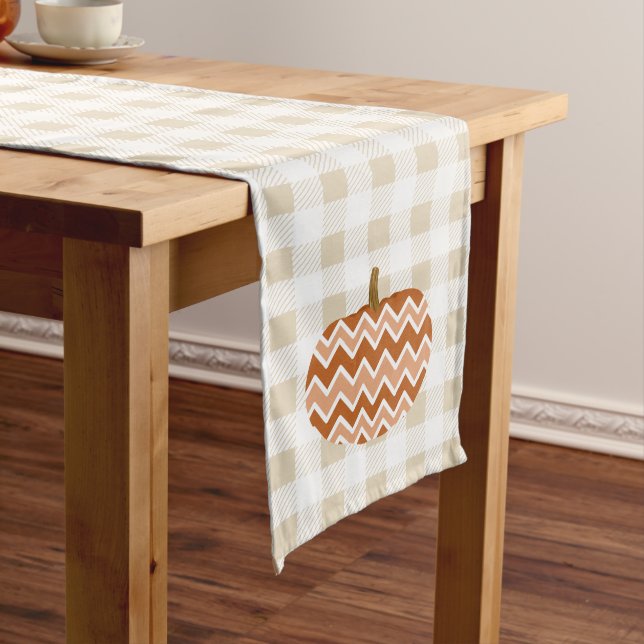 Chemin De Table Long Rustic Chevrons Citrouilles (In Situ)