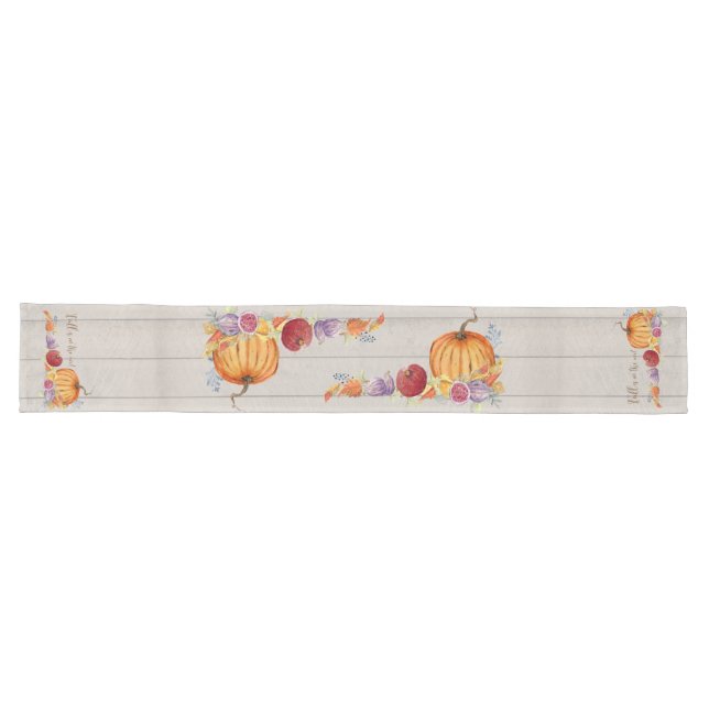 Chemin De Table Long Rustic Farmhouse Automne Aquarelle Citrouille Harv (Horizontal)