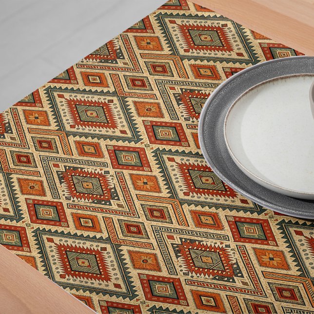 Chemin De Table Long Rustic Tribal Inspiré Table Runner Tones Terme (Rustic Tribal Inspired Table Runner Earthy Tones)