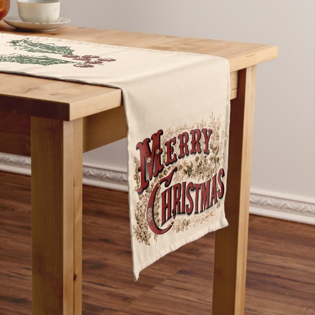 Chemin De Table Long Rustique 1876 Joyeux Noël (In Situ)
