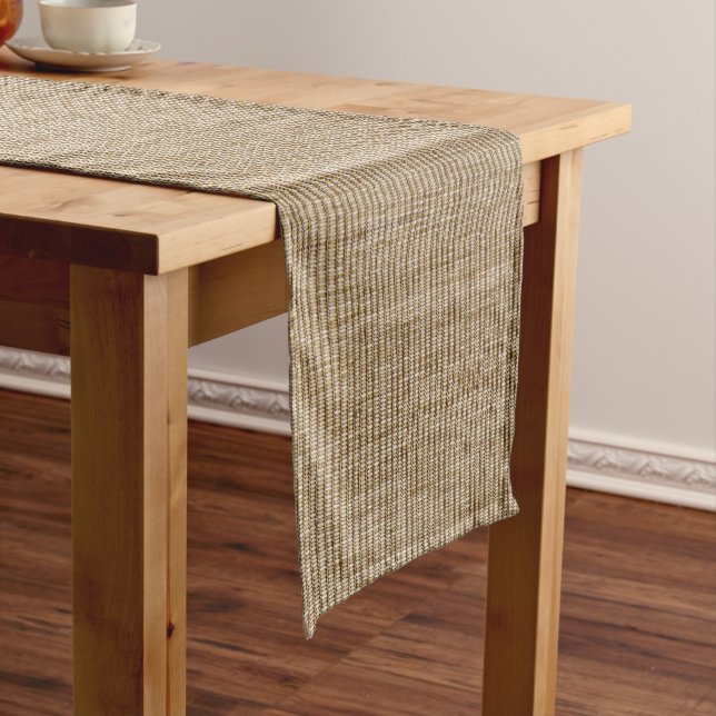 Chemin De Table Long Rustique Burlap Nature Motif Longue Table Runner (In Situ)