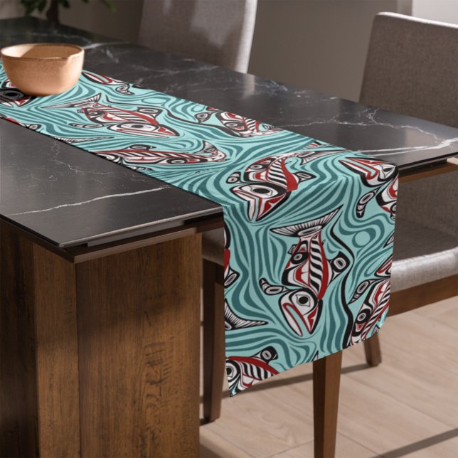 Chemin De Table Long Saumon Haida Art Spirit Pacific Northwest Native (Créateur téléchargé)