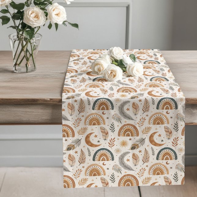 Chemin De Table Long Soft Boho Rainbow Table Runner Inspiration tribale (Soft Boho Rainbow Table Runner Tribal Inspiration)