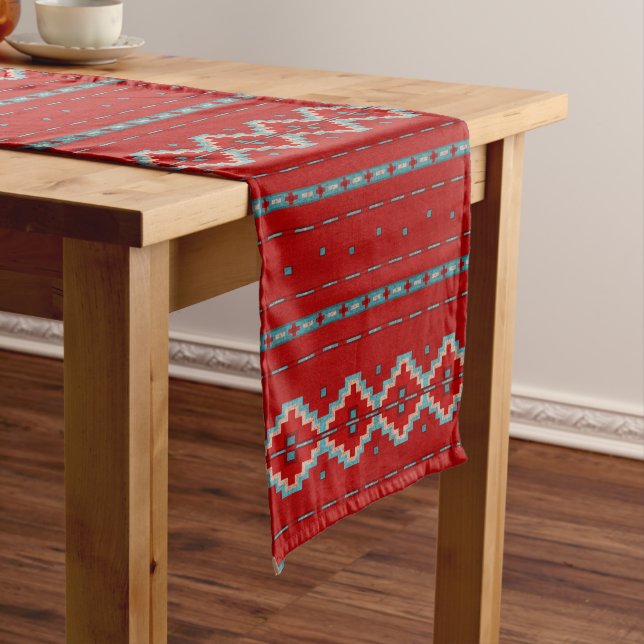 Chemin De Table Long Southwest Mesas Rouge & Turquoise (In Situ)