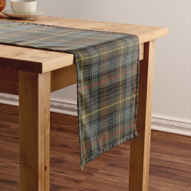 Chemin De Table Long Stewart Chasse Patiné Tartan Plaid Motif (In Situ)