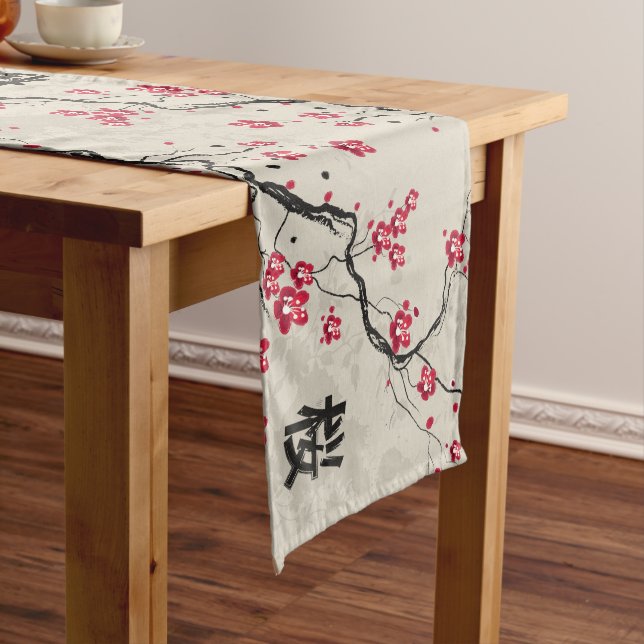 Chemin De Table Long Style oriental Sakura Cherry Blossom Art (In Situ)