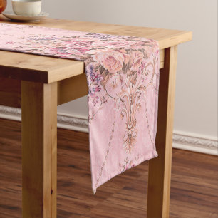 Chemin De Table Long Style victorien rose français antique Rococo flora