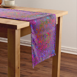 Chemin De Table Long Super psychédélique Magenta Retro Liquide Swirl