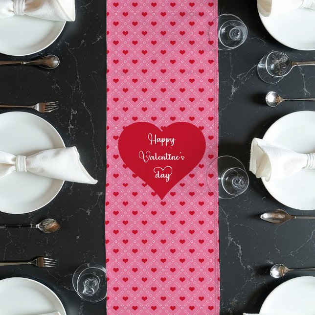 Chemin De Table Long Sweetheart Hearts Table Runner Valentine’s Day  (Sweetheart Hearts Table Runner Valentine’s Day Decor)