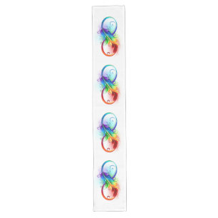 Chemin De Table Long Symbole d'infini avec plume arc-en-ciel