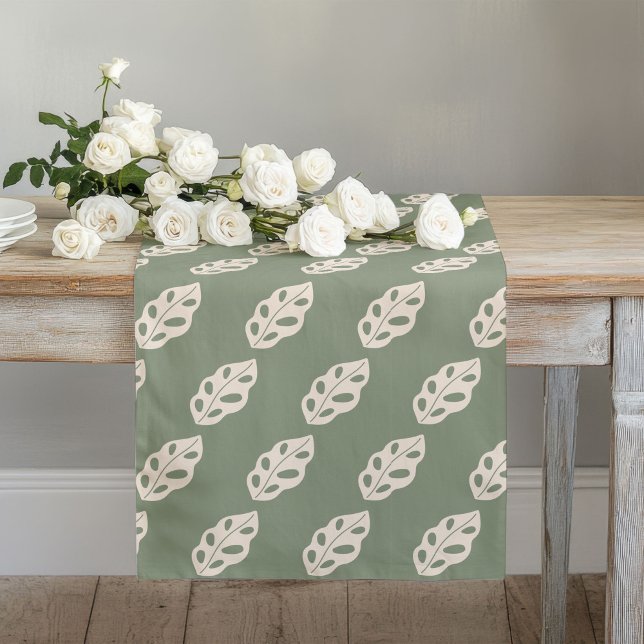 Chemin De Table Long Tapis de table vert pastel groovy floral des année (Pastel Green Runner Groovy 70s Floral Table Look)