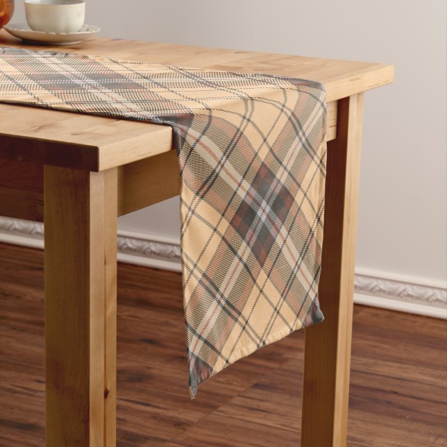 Chemin De Table Long Tartan beige et Brown (In Situ)