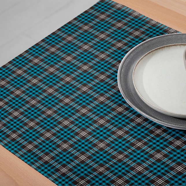 Chemin De Table Long Tartan gris-bleu chaud - Cadeau pour les réunions  (Warm Blue Gray Tartan– Gift for Family Gatherings Long Table Runner)