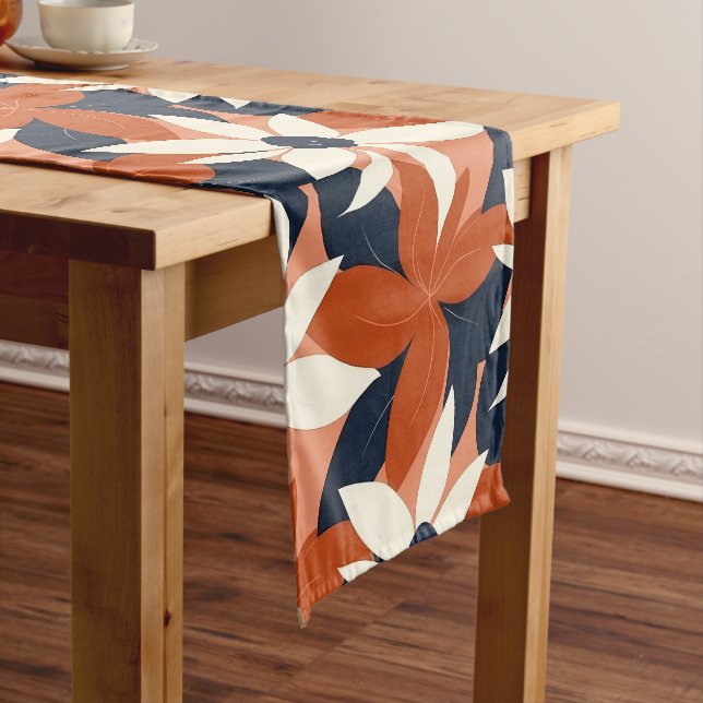 Chemin De Table Long Terracotta Blanc Floral Élégant (In Situ)