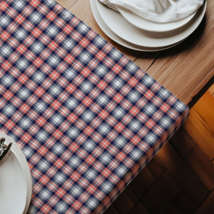 Chemin De Table Long Trendy Coral Navy Sleek Tartan pour dîner tous les