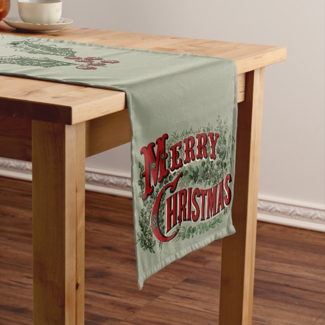 Chemin De Table Long Vert 1876 Joyeux Noël (In Situ)