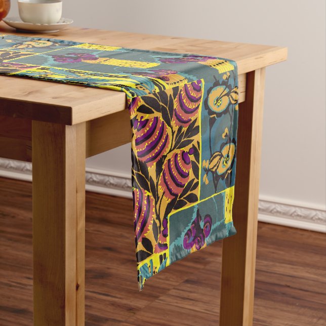 Chemin De Table Long Vibrant Maximalist Purple & Teal Floral Print (In Situ)