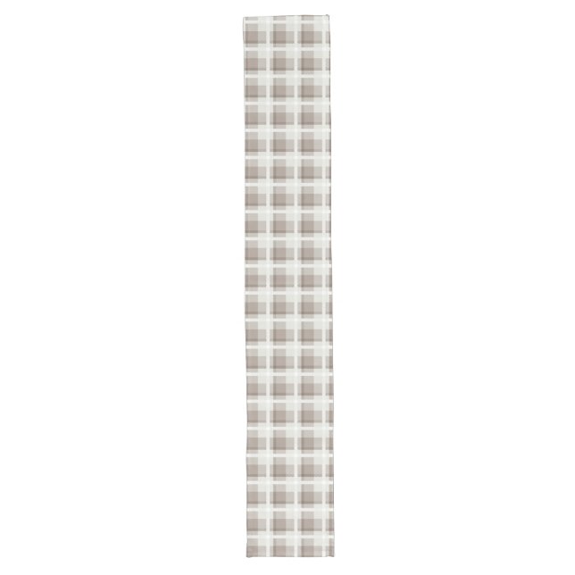 Chemin De Table Long Vichy marron moka carreau buffalo plaid  (Devant)