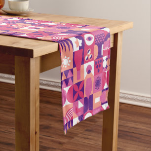 Chemin De Table Long Vin rose violet rétro Bauhaus Motif