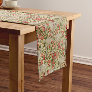 Chemin De Table Long Walter Crane Cacatoès blanc Grenade rouge Art