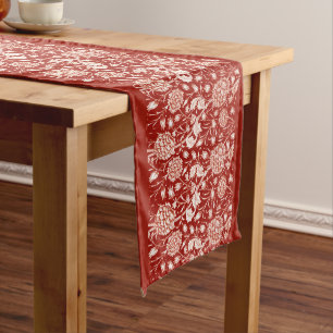 Chemin De Table Long William Morris Carnation Imprimer, rouge profond e