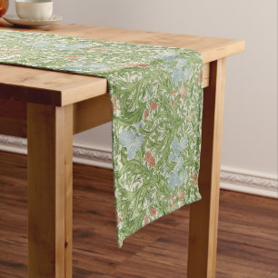 Chemin De Table Long William Morris Iris Fleurs Volages Oiseaux Bleus