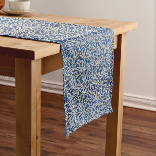 Chemin De Table Long William Morris Vintage Willow Feuilles Dark Blue