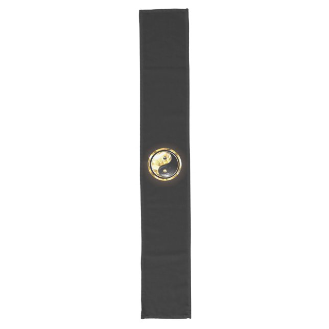 Chemin De Table Long Yin Yang or sur noir (Devant)