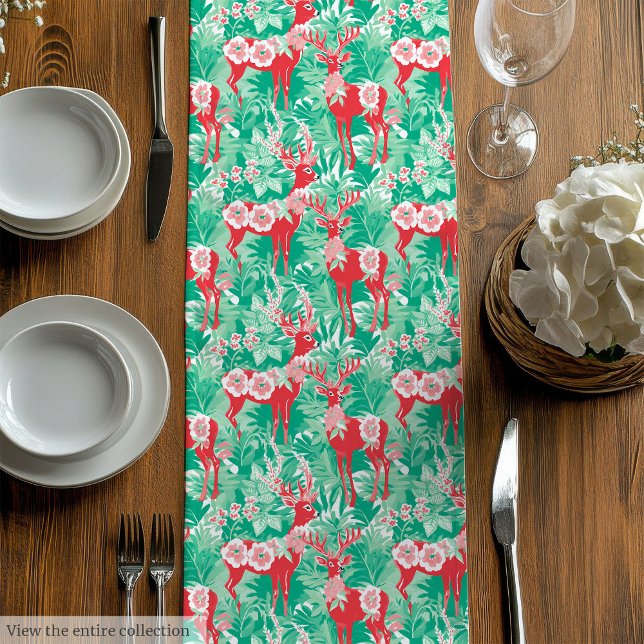 Chemin De Table Moyen Abstract red green preppy Christmas table runner (Abstract red green preppy Christmas table runner)