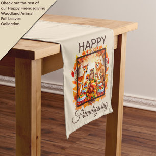 Chemin De Table Moyen Animaux de bois d'action amicale Feuilles d'automn