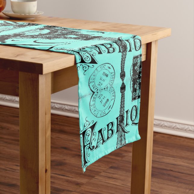Chemin De Table Moyen aqua turquoise scripts turquoises Paris Tour Eiffe (In Situ)