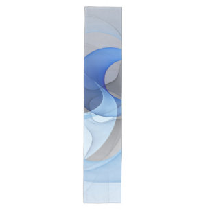 Chemin De Table Moyen Art graphique fractal abstrait bleu gris moderne