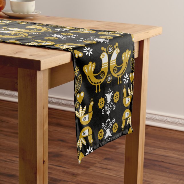 Chemin De Table Moyen Art populaire scandinave  Oiseaux (In Situ)