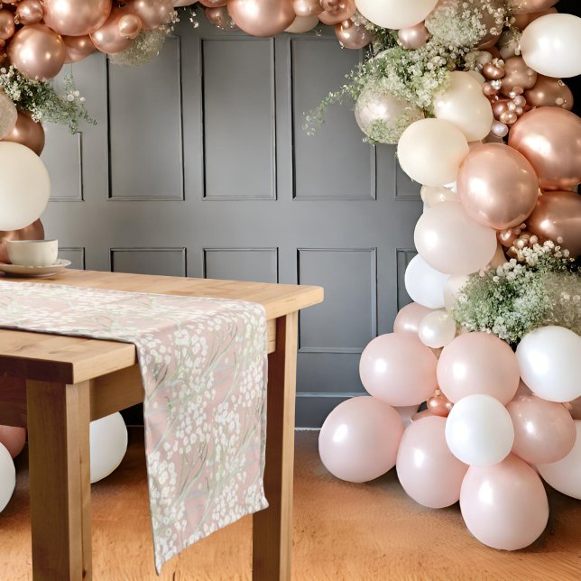 Chemin De Table Moyen Baby's Breath Perles & Prosecco Blush Enterrement  (Créateur téléchargé)