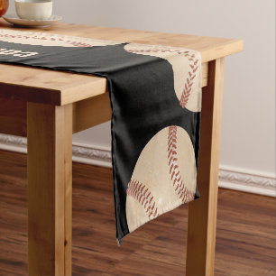 Chemin De Table Moyen Balles de baseball vintage, message personnalisé