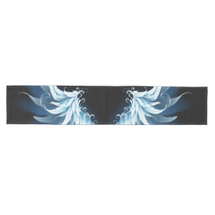 Chemin De Table Moyen Blue Glowing Angel Wings on black background