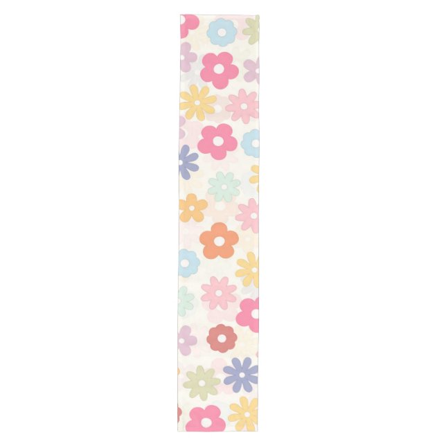 Chemin De Table Moyen Boho 70's Retro Daisy Flowers (Devant)
