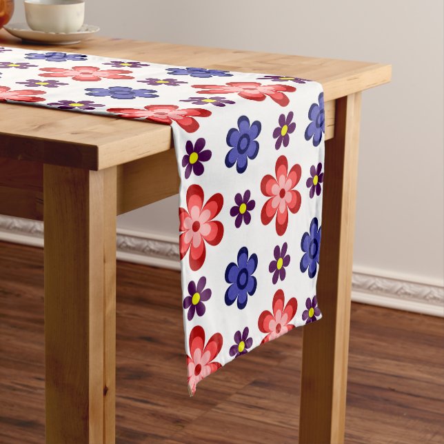 Chemin De Table Moyen Boho Blue Purple Red Flowers Medium Table Runner (In Situ)