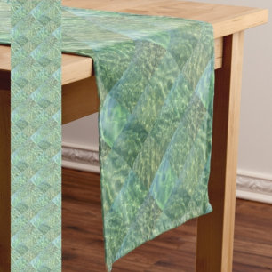 Chemin De Table Moyen Boho Chic Patchwork de Seafoam et Ocean Green
