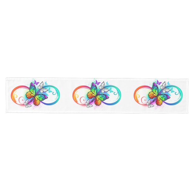 Chemin De Table Moyen Bright infinity with rainbow butterfly (Horizontal)