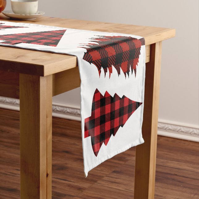 Chemin De Table Moyen Buffalo Check Plaid Christmas Tree Motif  (In Situ)