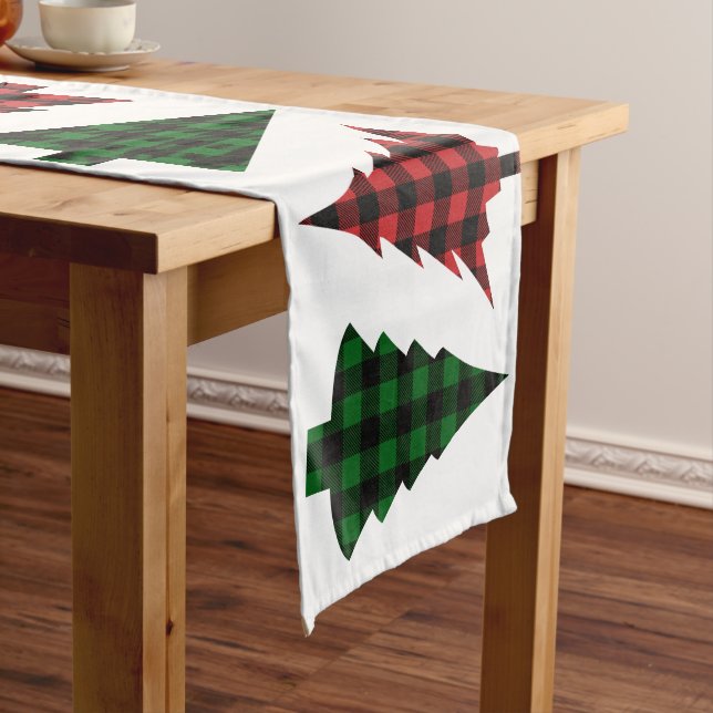 Chemin De Table Moyen Buffalo Check Plaid Christmas Tree Motif Moyen (In Situ)