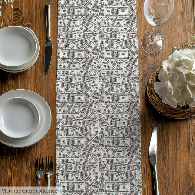 Chemin De Table Moyen Cadeau d'anniversaire drôle tendance impression pe (Funny birthday gift trendy cash print custom name Medium Table Runner)