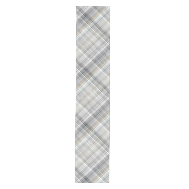 Chemin De Table Moyen Carreaux Bleu/Gris/Beige (Devant)