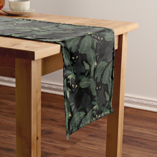 Chemin De Table Moyen Chat sauvage noir moderne (In Situ)