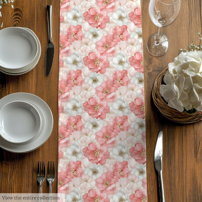 Chemin De Table Moyen Chic blush and gold floral wedding table runner (Chic blush and gold floral wedding table runner)