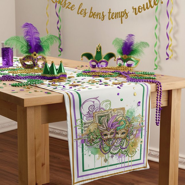 Chemin De Table Moyen Collage éclaboussé Mardi Gras (Créateur téléchargé)
