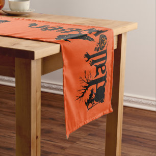 Chemin De Table Moyen Concept Halloween Noir Conception Avec Couronne