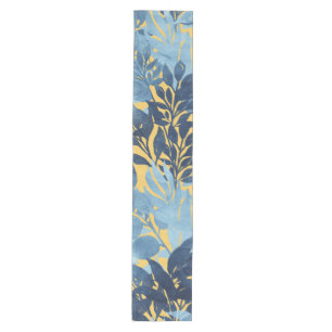 Chemin De Table Moyen Conception du feuillage jaune bleu métallique tro
