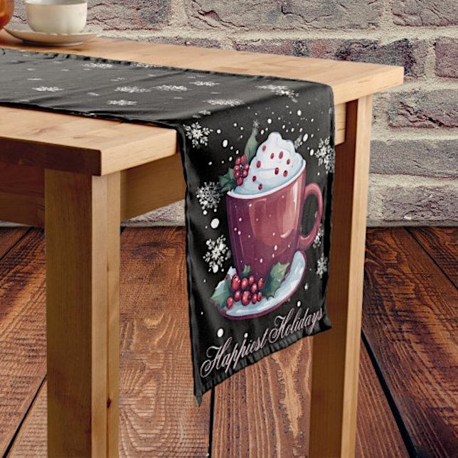 Chemin De Table Moyen Coupe de Noël de chocolat chaud (Christmas Cup of Hot Chocolate Table Runner)
